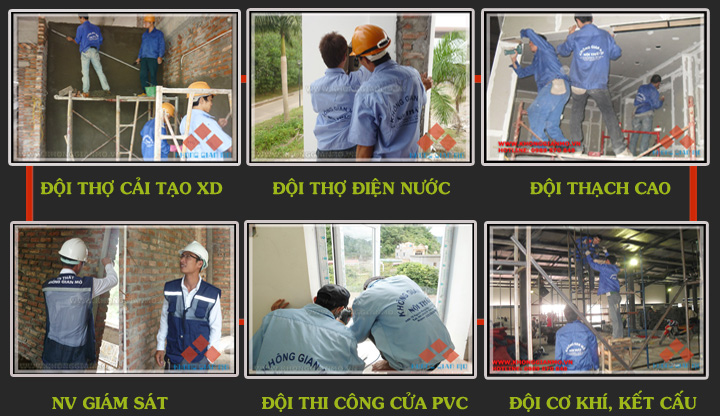 Các đội thi công của Không Gian Mở